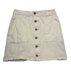 a.n.a Cream Button-Front Mini Skirt